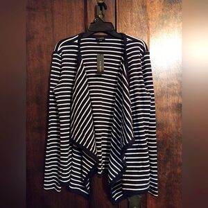 Talbots NWT black and white striped cardigan